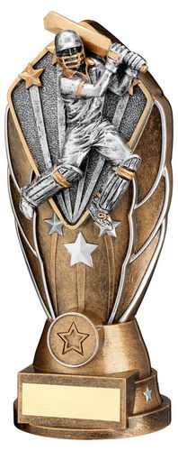 Bz/Silv Diamond Column + Cricket Batsman Disc & Plate (1in Cen) - 171mm by Legacy Outfitters