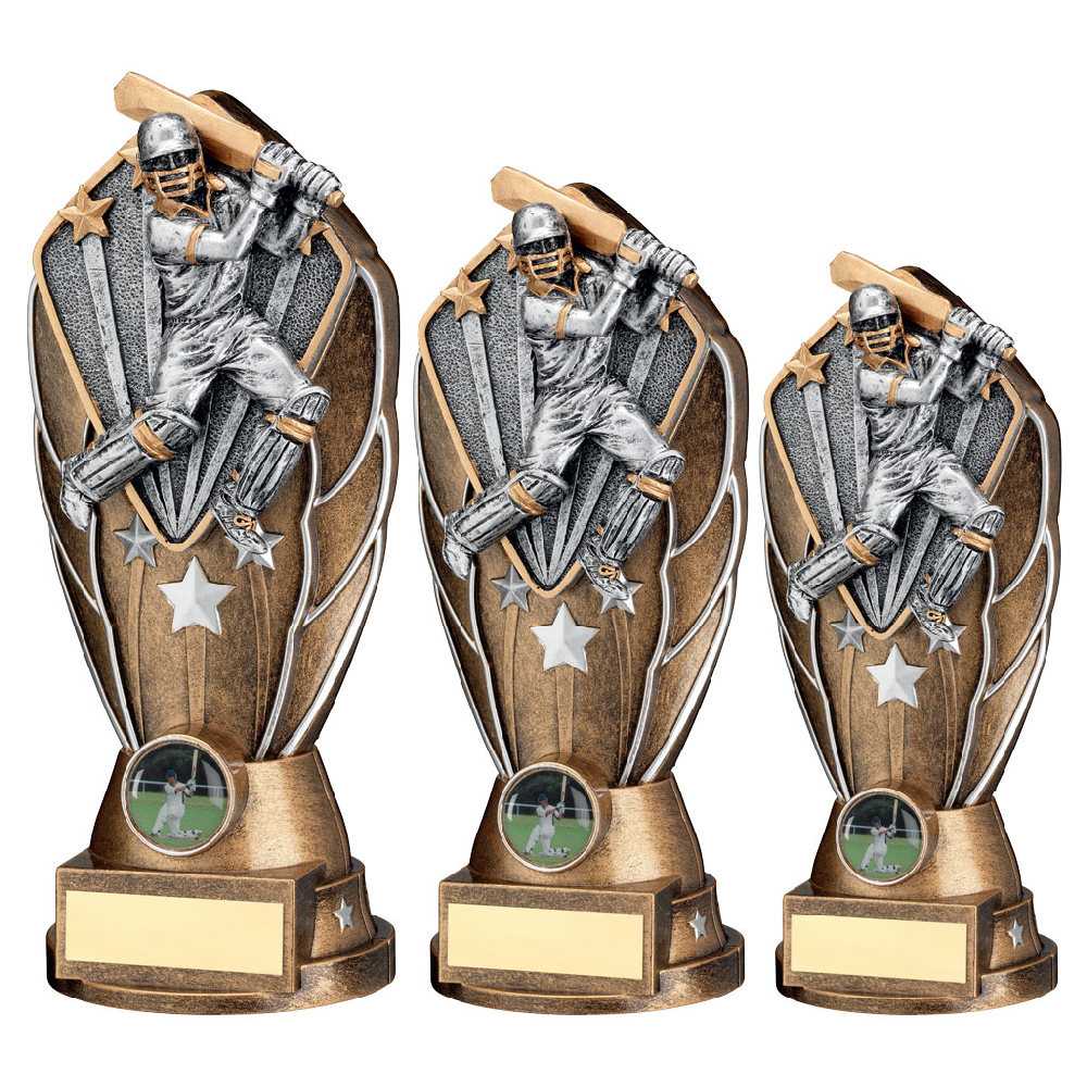 Bz/Silv Diamond Column + Cricket Batsman Disc & Plate (1in Cen) by Legacy Outfitters