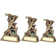Brz/Gold Mini Male Cricket Batsman Figure With Plate (1in Centre) by Legacy Outfitters