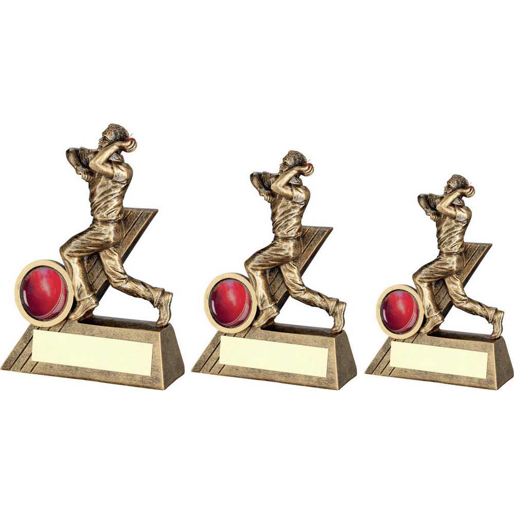 Brz/Gold Mini Male Cricket Bowler Figure With Plate (1in Centre) by Legacy Outfitters