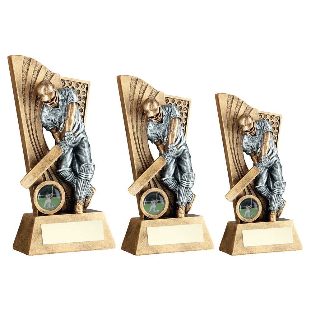 Brz/Pew Male Cricket Batsman On Backdrop With Plate (1in Centre) by Legacy Outfitters