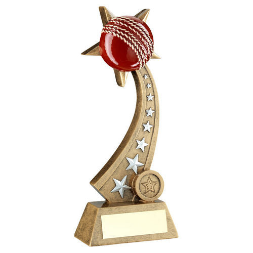 Brz/Pew/Red Cricket Ball On Star Trail With Plate (1in Centre) - 203mm by Legacy Outfitters