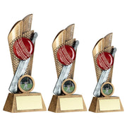 Brz/Pew/Gold Cricket Ball And Bat On Mesh Backdrop With Plate (1in Cen) by Legacy Outfitters