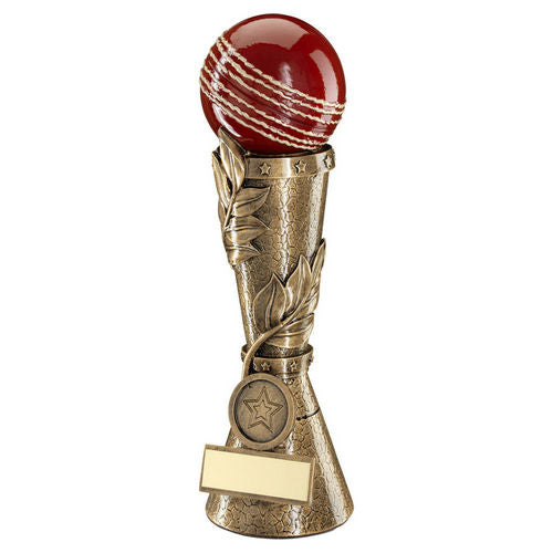 Brz/Gold/Red Cricket Ball Leaf Column With Plate (1in Centre) - 178mm by Legacy Outfitters