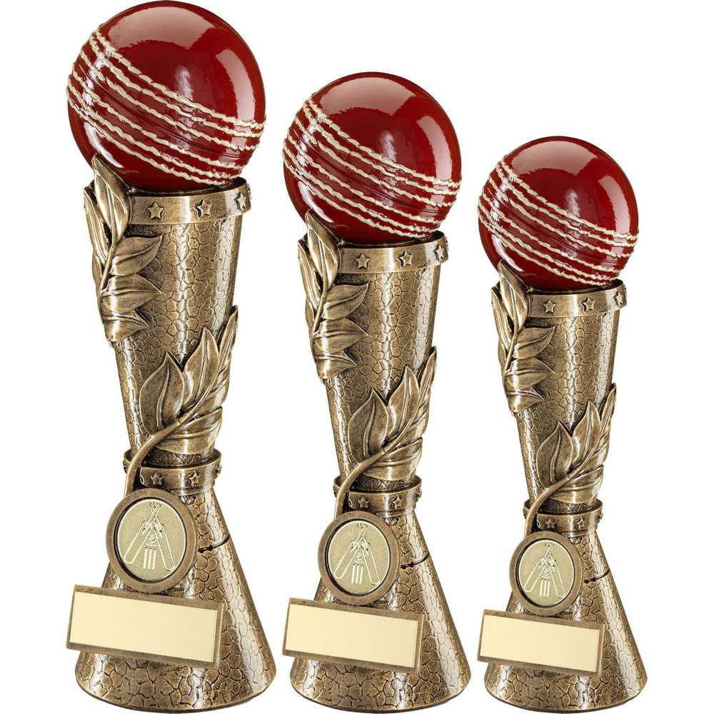 Brz/Gold/Red Cricket Ball Leaf Column With Plate (1in Centre) by Legacy Outfitters