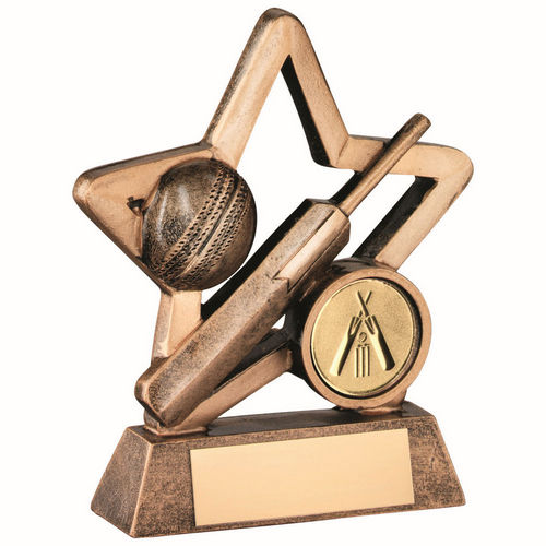 Brz/Gold Resin Cricket Mini Star With Plate (1in Centre) - 95mm by Legacy Outfitters
