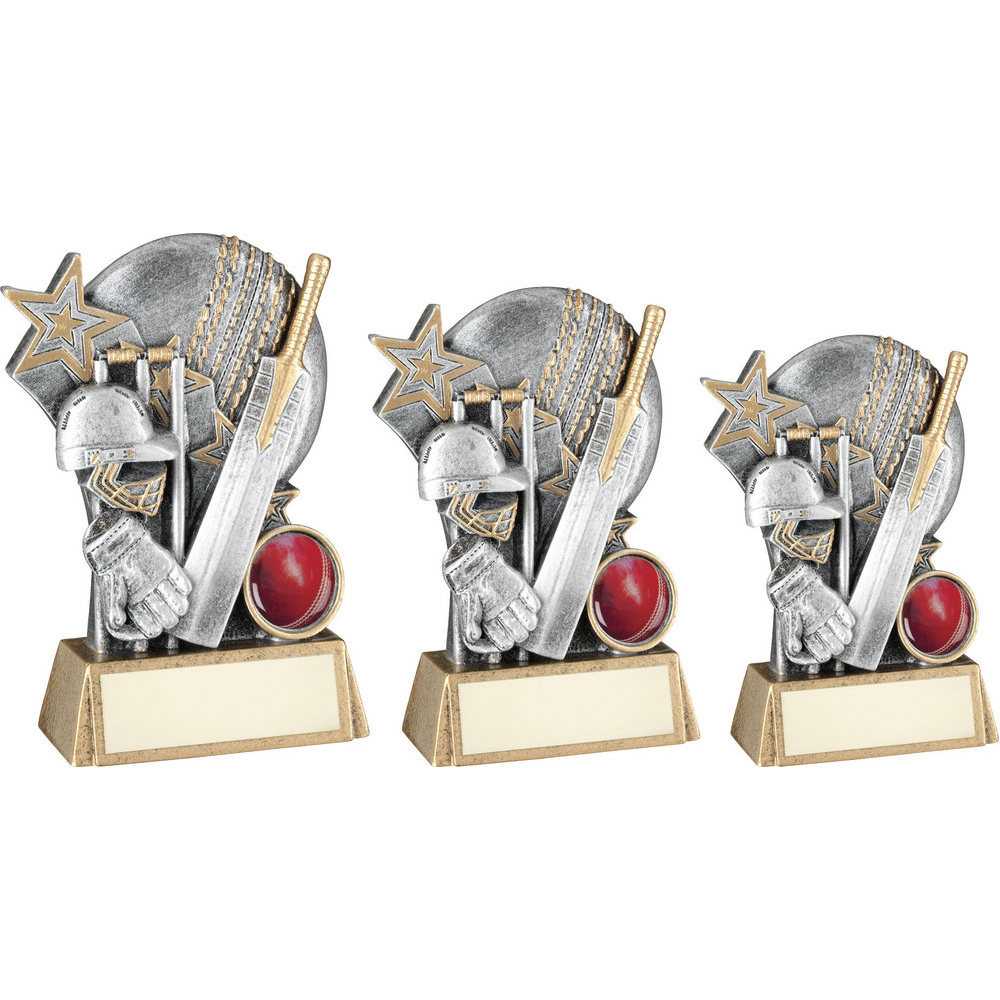 Pew/Gold Cricket Ball With Bat/Stumps On Brz Base With Plate (1in Cen) by Legacy Outfitters