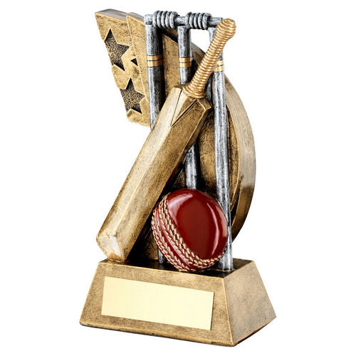 Brz/Pew/Red Cricket Stumps/Bat/Ball On Star Swoosh With Plate - 108mm by Legacy Outfitters