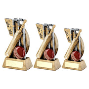 Brz/Pew/Red Cricket Stumps/Bat/Ball On Star Swoosh With Plate by Legacy Outfitters