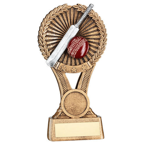 Brz/Gold/Pew Cricket Round Wreath On V Riser With Plate (1in Cen) - 127mm by Legacy Outfitters