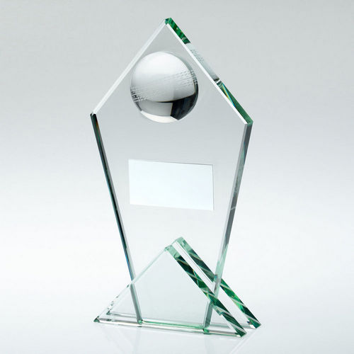 Jade Glass Pointed Plaque With Half Cricket Ball And Plate - 146mm by Legacy Outfitters