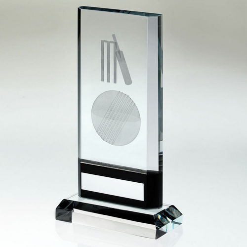 Clear/Black Glass With Lasered Cricket Image And Plate (15mm Thick) - 171mm by Legacy Outfitters