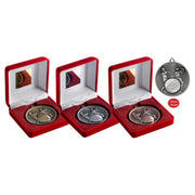 Red Velvet Box And 60mm Medal Cricket by Legacy Outfitters