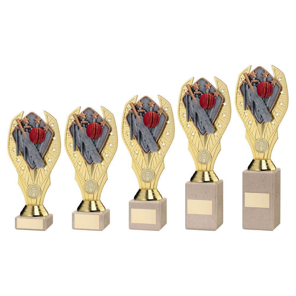 Gold Plastic Holder + Cricket Disc On Cream Marble Trophy (1in Cen) by Legacy Outfitters