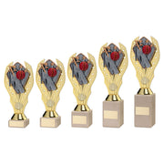 Gold Plastic Holder + Cricket Disc On Cream Marble Trophy (1in Cen) by Legacy Outfitters