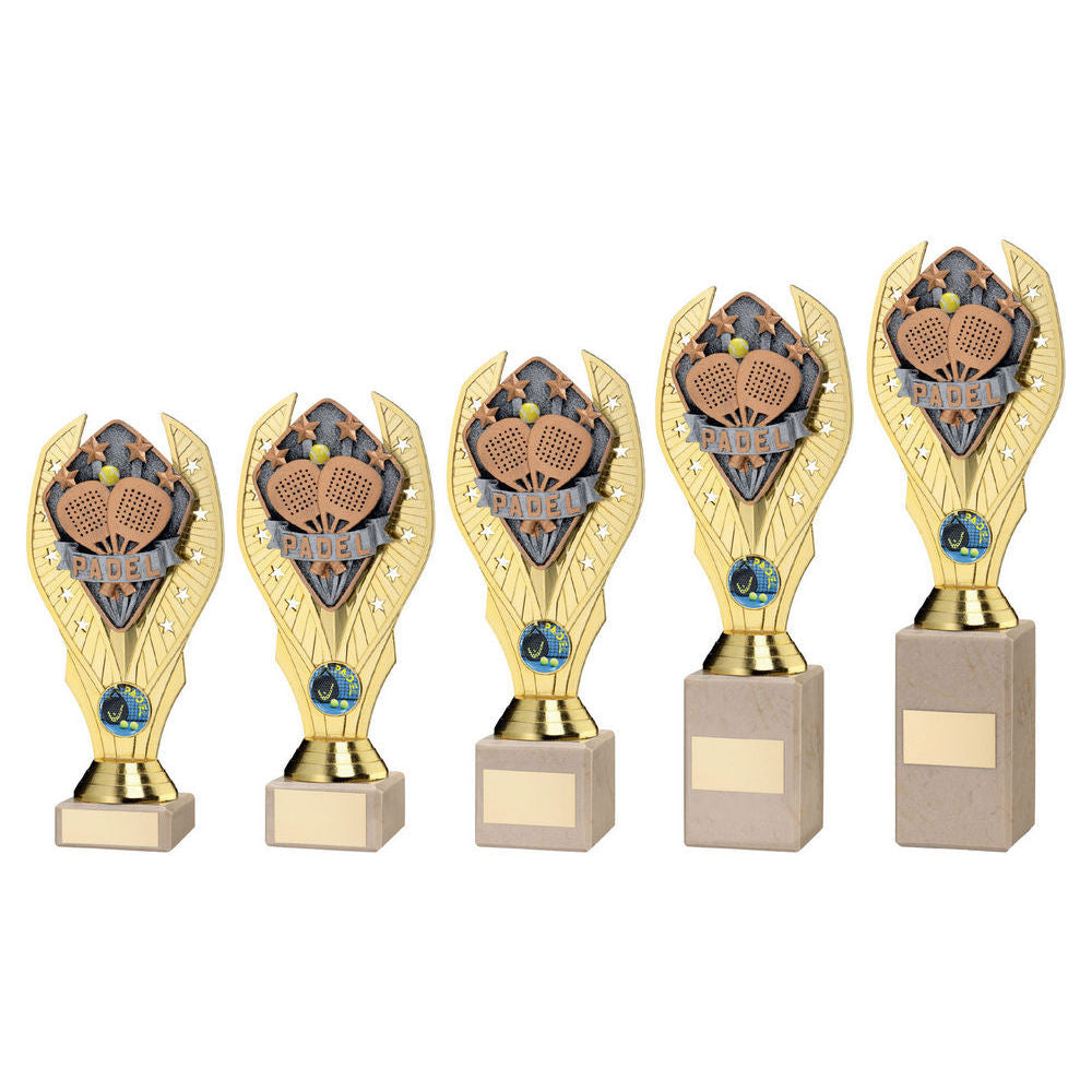 Gold Plastic Holder + Padel Disc On Cream Marble Trophy (1in Cen) by Legacy Outfitters