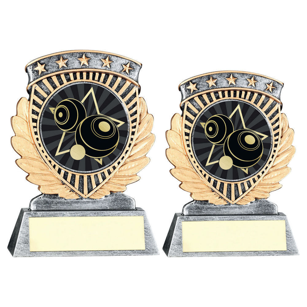 Pew/Gold 5 Star Holder With Vinyl Lawn Bowls Insert & Plate by Legacy Outfitters