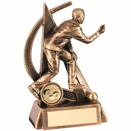 Brz/Gold Male Lawn Bowls Geo Figure With Plate (1in Centre) - 146mm by Legacy Outfitters
