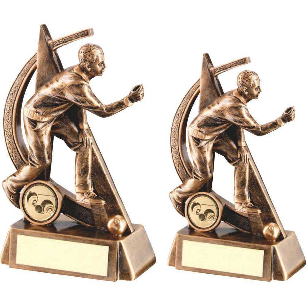 Brz/Gold Male Lawn Bowls Geo Figure With Plate (1in Centre) by Legacy Outfitters