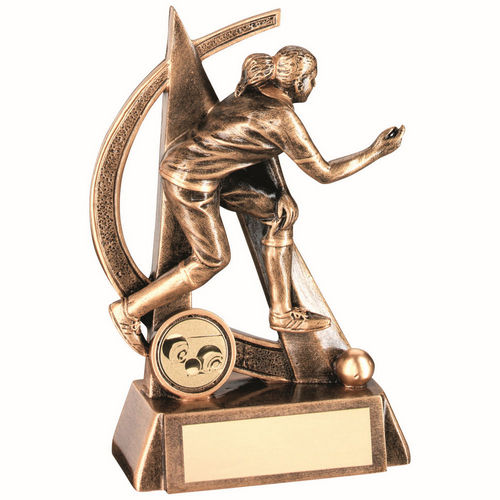 Brz/Gold Female Lawn Bowls Geo Figure With Plate (1in Centre) - 146mm by Legacy Outfitters