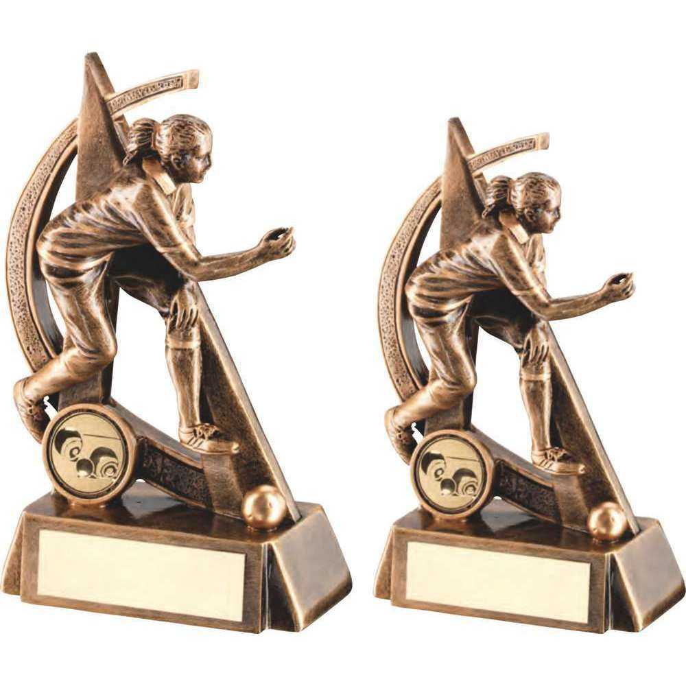 Brz/Gold Female Lawn Bowls Geo Figure With Plate (1in Centre) by Legacy Outfitters