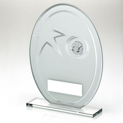 White/Silver Printed Glass Oval With Lawn Bowls Insert And Plate - 165mm by Legacy Outfitters