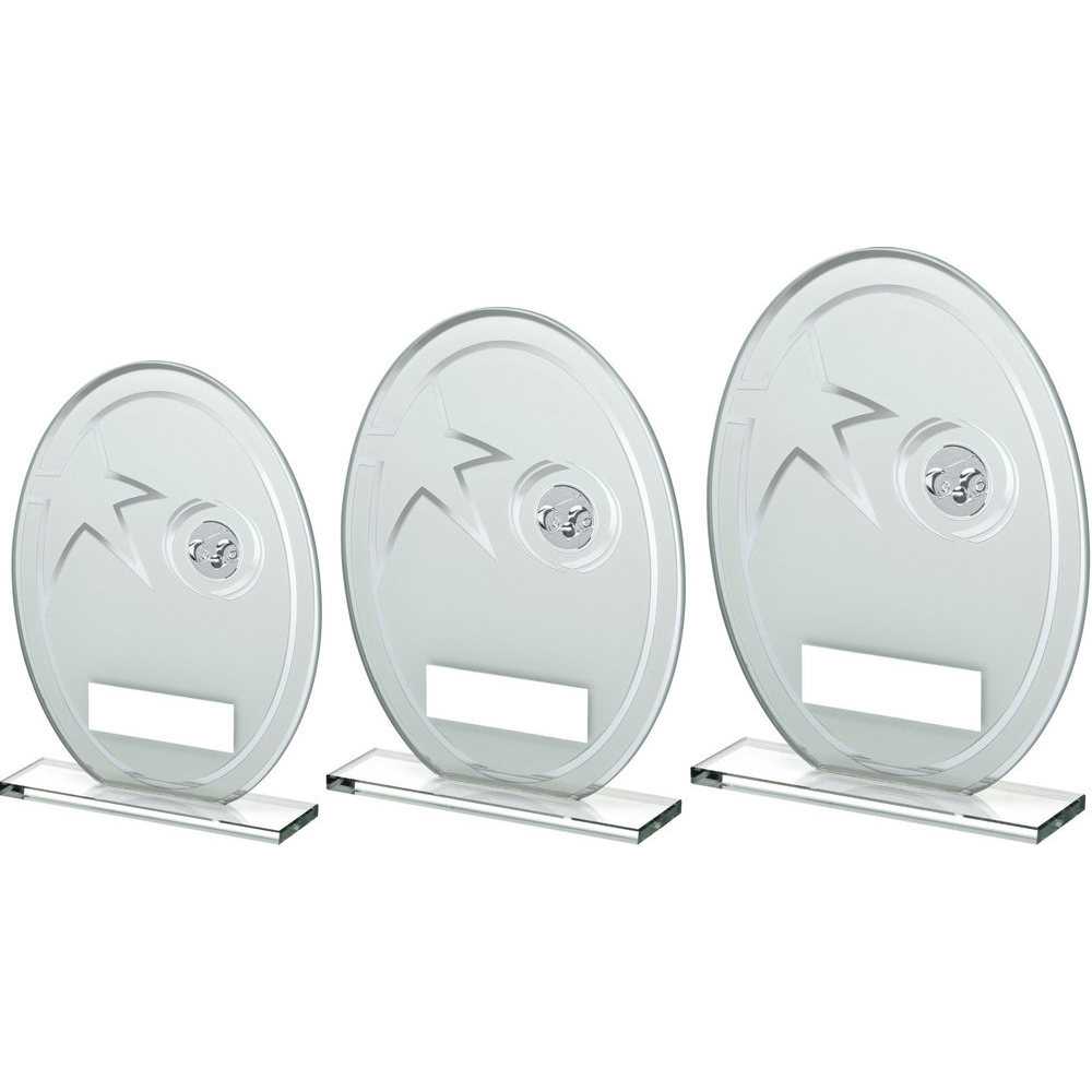 White/Silver Printed Glass Oval With Lawn Bowls Insert And Plate by Legacy Outfitters