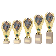 Gold Plastic Holder + Lawn Bowls Disc On Cream Marble Trophy (1in Cen) by Legacy Outfitters