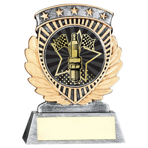 Pew/Gold 5 Star Holder With Vinyl Motor Sport Insert & Plate - 95mm by Legacy Outfitters