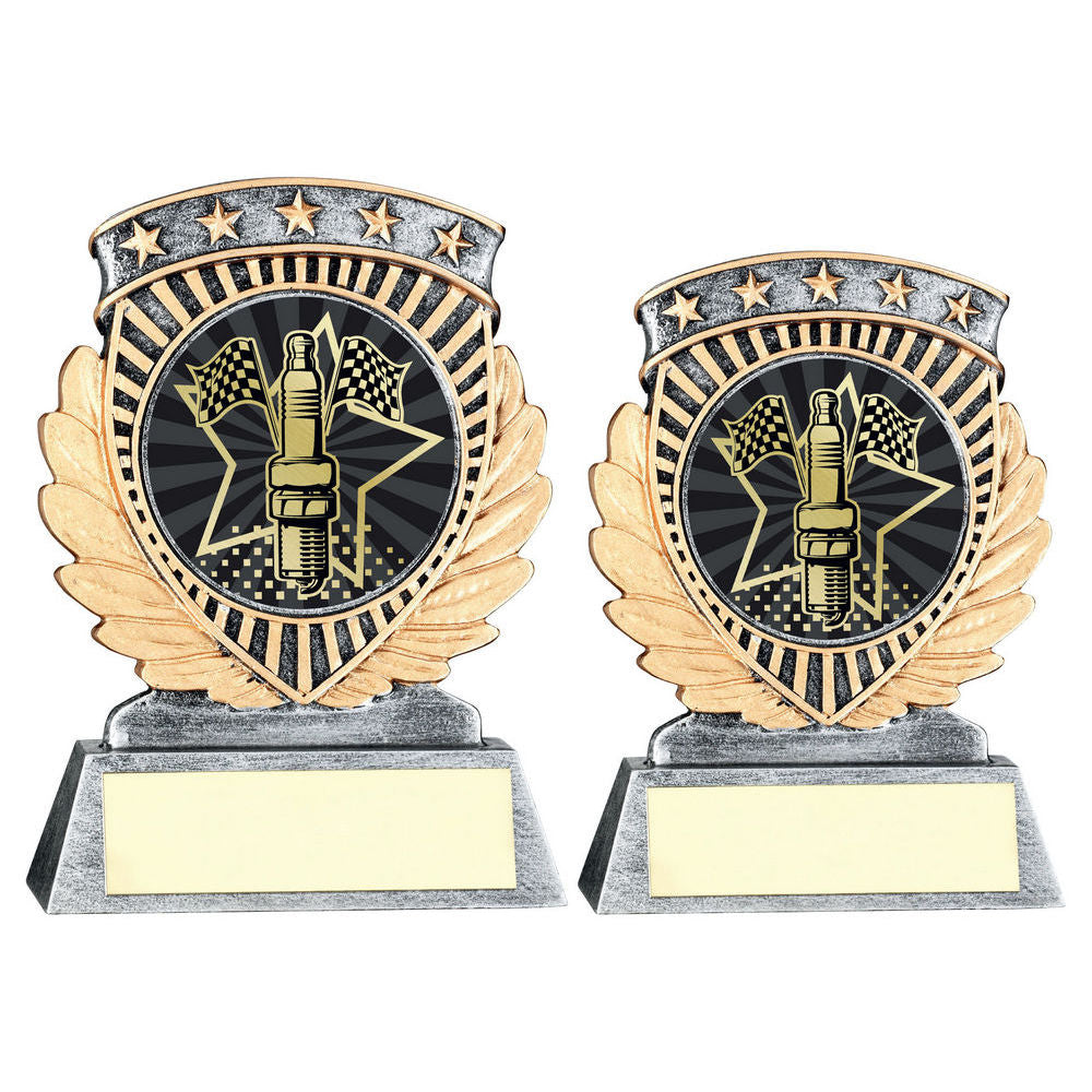 Pew/Gold 5 Star Holder With Vinyl Motor Sport Insert & Plate by Legacy Outfitters