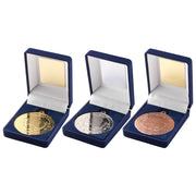 Blue Velvet Box And 50mm Medal Motor Sport by Legacy Outfitters