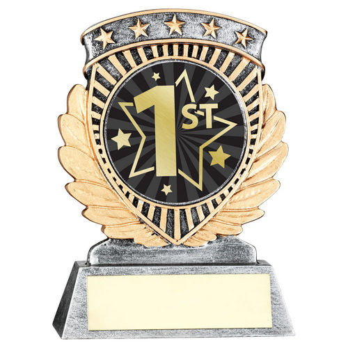 Pew/Gold 5 Star Holder With Vinyl First Insert & Plate - 95mm by Legacy Outfitters