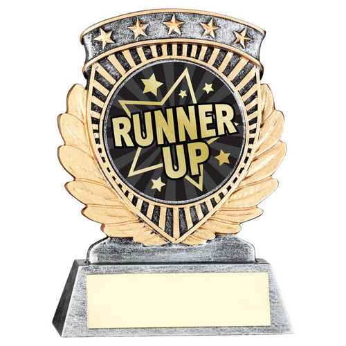 Pew/Gold 5 Star Holder With Vinyl Runner Up Insert & Plate - 95mm by Legacy Outfitters