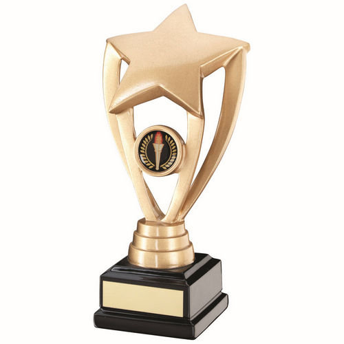 Gold Shooting Star Holder On Black Base With Plate (1in Centre) - 171mm by Legacy Outfitters