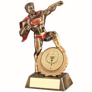 BRZ/GOLD/RED RESIN GENERIC HERO WITH PLATE    (2in CENTRE) - 7.25in
