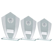 White/Silver Glass Shield Plaque With Plate (1in Cen) by Legacy Outfitters