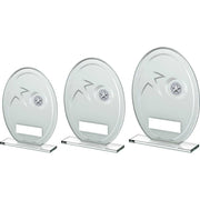 White/Silver Printed Glass Oval And Wreath Design With Plate (1in Cen) by Legacy Outfitters