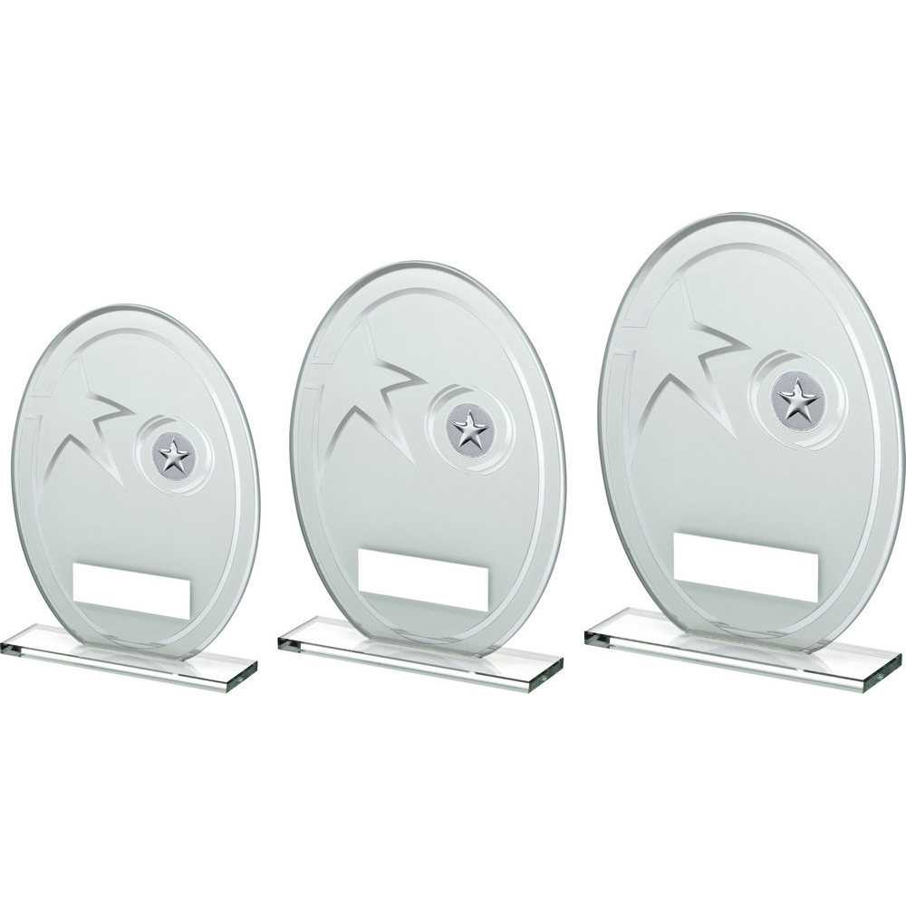 White/Silver Printed Glass Oval And Wreath Design With Plate (1in Cen) by Legacy Outfitters