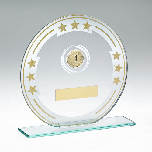 Jade Round Glass With Silver/Gold Detail And Plate (1in Centre) - 140mm by Legacy Outfitters