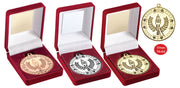 Red Velvet Box And 50mm Medal Victory Torch by Legacy Outfitters