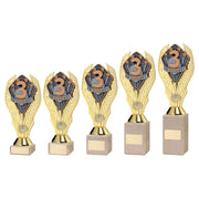 Gold Plastic Holder + Third Disc On Cream Marble Trophy (1in Cen) by Legacy Outfitters