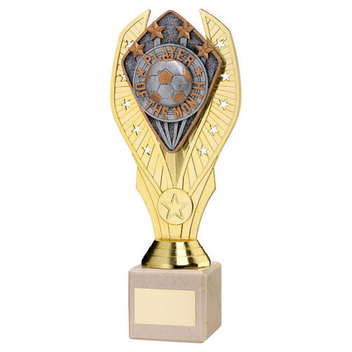 GOLD HOLDER + PLAYER OF THE MONTH DISC & CREAM MARBLE TROPHY (1in CEN)