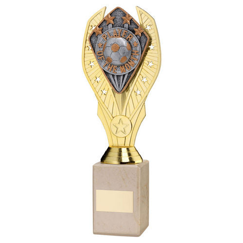 GOLD HOLDER + PLAYER OF THE MONTH DISC & CREAM MARBLE TROPHY (1in CEN)