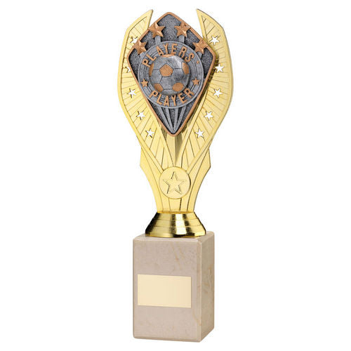 GOLD HOLDER + PLAYERS' PLAYER DISC & CREAM MARBLE TROPHY (1in CEN)