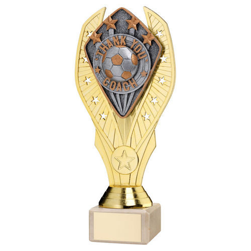 GOLD HOLDER + THANK YOU COACH DISC & CREAM MARBLE TROPHY (1in CEN)