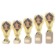 Gold Plastic Holder + Runner Up Disc On Cream Marble Trophy (1in Cen) by Legacy Outfitters