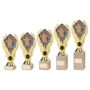 Gold Plastic Holder + Stars Disc On Cream Marble Trophy (1in Cen) by Legacy Outfitters