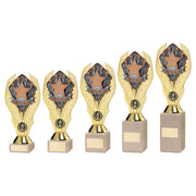Gold Plastic Holder + Winner Disc On Cream Marble Trophy (1in Cen) by Legacy Outfitters