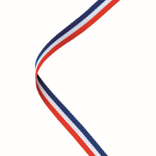 NARROW MEDAL RIBBON RED/WHITE/BLUE - 30x0.4in