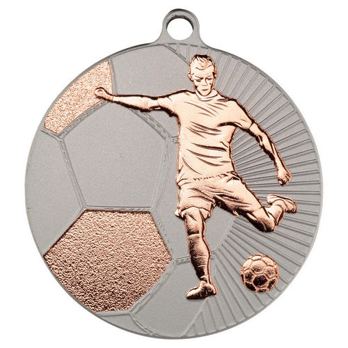 Large Football Two Colour Medal - 70mm - Matt Silver/Bronze by Legacy Outfitters